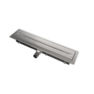 Aco Showerdrain wtw douchegoot 90x12cmhoogte 120mm aansluiting links rvs hoekje krom -OUTLETSTORE