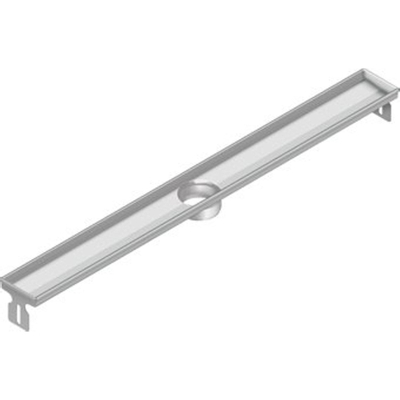 Aco FlexDrain E ShowerDrain Caniveau de douche en acier inoxydable rehausse sans bride 887mm (hors grille/boîtier de siphon/clapet anti-odeur) avec sortie verticale