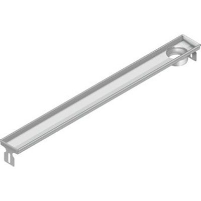 Aco FlexDrain E ShowerDrain Caniveau de douche en acier inoxydable rehausseur excentré sans bride 987mm (hors grille/corps de siphon/clapet anti-odeurs) avec sortie verticale