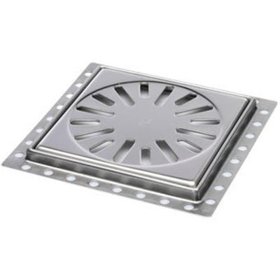 Aquaberg siphon de rénovation avec grille en inox 150x150mm hauteur d''encastrement 10mm