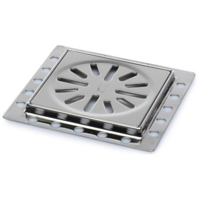 Aquaberg Siphon de rénovation avec grille en inox 10x10cm hauteur d''encastrement 8mm