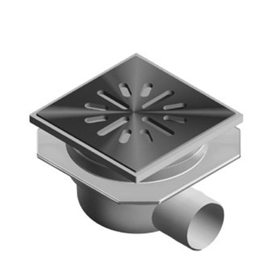 Aquaberg regard/piece de rehausse en plastique avec raccord lateral 40mm avec grille inox reglable 10x10cm avec siphon anti-odeurs PPC 40mm