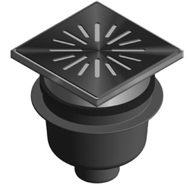 Aquaberg regard en plastique/surélévation en plastique avec sortie inférieure 75mm grille inox réglable 20x20cm avec seau PPC garde d'odeurs 60mm