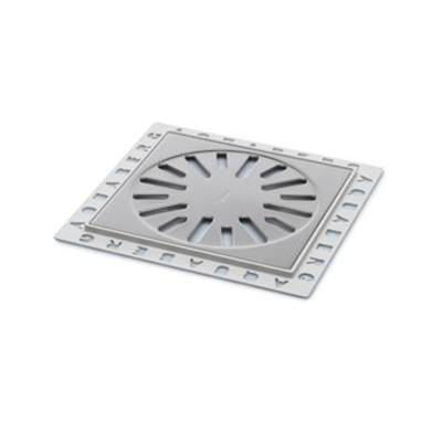 Aquaberg siphon de rénovation en plastique avec grille en inox 146x146mm hauteur d''encastrement 10mm inox poli brillant