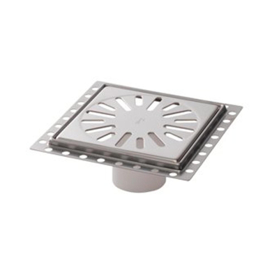 Aquaberg Renouvellement en acier inoxydable avec grille en acier inoxydable incl. deux siphons anti-odeur 150x150mm hauteur d''encastrement 7mm