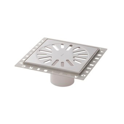 Aquaberg Siphon de rénovation en plastique ABS avec grille en acier inoxydable incl. deux siphons anti-odeurs 146x146mm hauteur d’installation 7mm