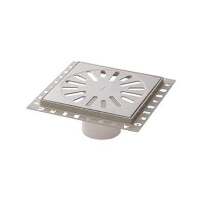 Aquaberg Regard de rénovation en plastique ABS avec grille inox incl. deux siphons anti-odeurs 146x146mm hauteur d''encastrement 10mm