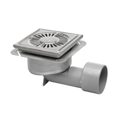 Aquaberg Siphon de sol en acier inoxydable sortie verticale avec seau 20x20cm grille en acier inoxydable 75mm verrouillable