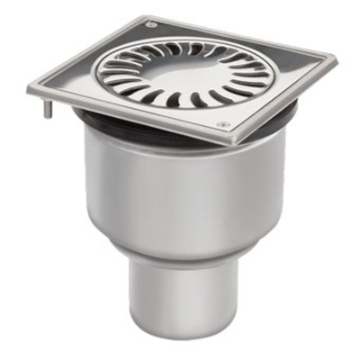 Van Den Berg siphon de sol 15,6x15,6cm sortie verticale 75 mm inox