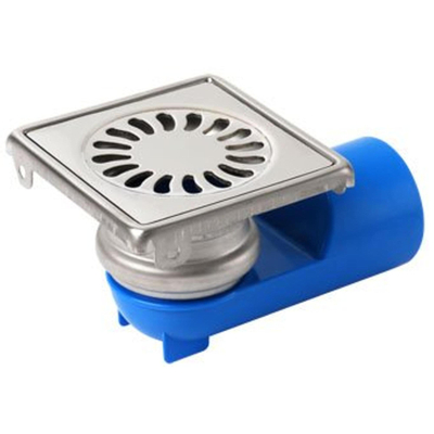 Van den Berg Siphon de sol en inox sortie latérale et verticale 40mm 10x10cm avec grille vissée