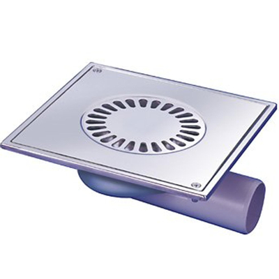 Van den Berg Siphon de sol en acier inoxydable sortie latérale et sortie par le bas 50mm 20x20cm avec grille vissée