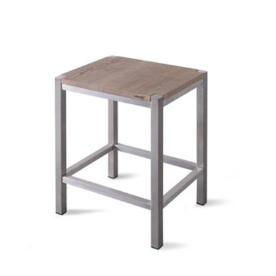 Looox Wooden Collection Tabouret de douche 35x30x45cm avec inox brossé et siège chêne old grey SECOND CHOIX