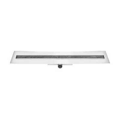 Easy Drain Compact 50 FF caniveau à carreler inox avec plaque simple inox garde d'eau 50mm 180cm profondeur d'encastrement 93mm avec sortie latérale