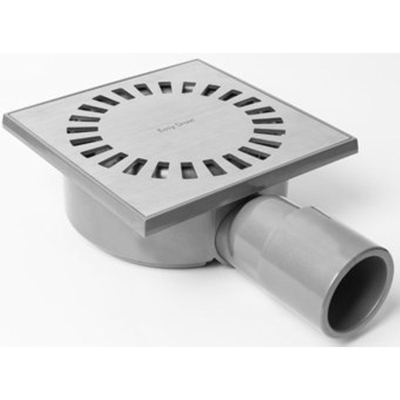 Easy drain Aqua compact siphon de sol avec boîtier en abs siphon grille en acier inoxydable et sortie latérale 15x15cm profondeur d'installation 60mm incl. bec réglable ø50/ø40m