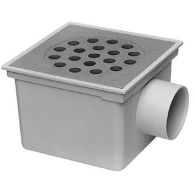 Van den Berg Siphon de sol ABS avec sortie latérale avec seau 20x20cm grille inox 75 mm