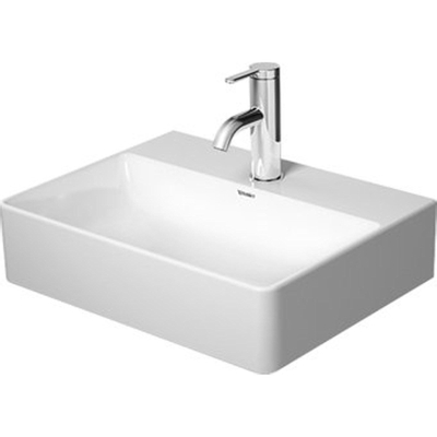 Duravit Durasquare Fontein - geslepen - zonder overloop - met 1 kraangat - 45x35cm - met afvoerventiel en keramische afdekkap - wit