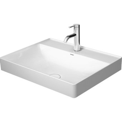 Duravit DuraSquare vasque à poser sans trop-plein 1 trou de robinet 60x47cm avec valve de vidage et cache en céramique blanc