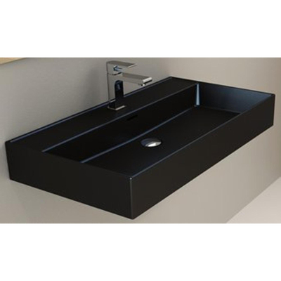 Plieger Kansas wastafel 1 kraangat met overloop 80x46.6cm matzwart