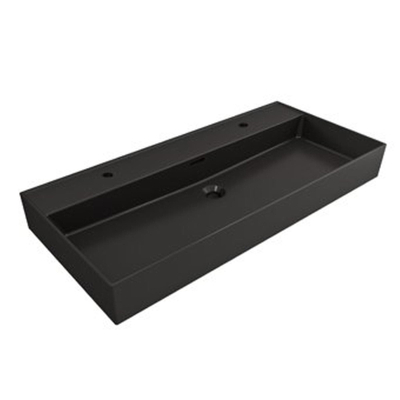 Plieger Kansas wastafel m. 2 kraangaten m. overloop 100x45cm matzwart SHOWROOMMODEL