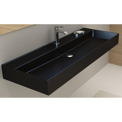 Plieger Kansas wastafel 2 kraangaten met overloop 120x46.6cm matzwart