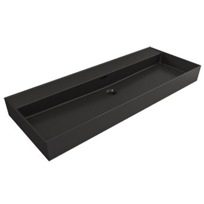 Plieger Kansas wastafel zonder kraangaten met overloop 120x46.6cm matzwart