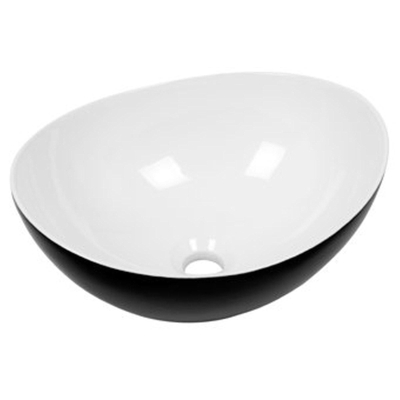 Plieger Scale keramische opbouw waskom ovaal 40.6x32.2x18.2cm zwart/wit