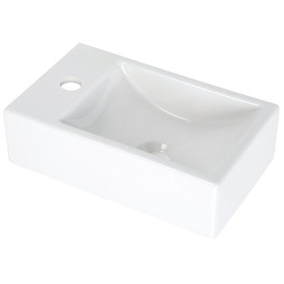 Plieger Houston lavabo compact gauche 37x23cm avec trou de robinetterie à gauche blanc