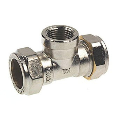 Bonfix té de réduction à compression nickelé 15x15 mmx1/2 FI gastec / kiwa