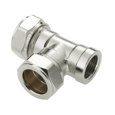 Bonfix té de réduction à compression nickelé 15x15 mmx1/2 FI gastec / kiwa