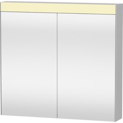 Duravit Best Spiegelkast - met LED verlichting en wastafelverlichting - met 2 deuren - 81x76x14.8cm - met schakelaar-stopcontact module - zilver
