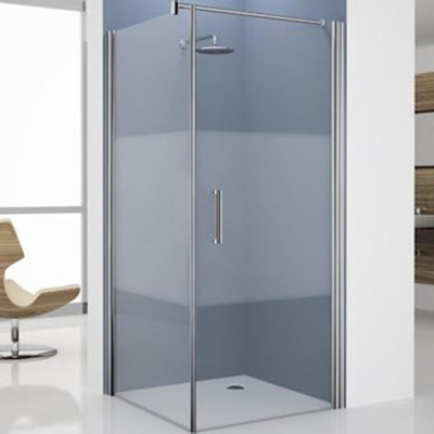 Novellini Giada porte pivotante G 93/96x195cm gauche profil chrome mat et verre transparent