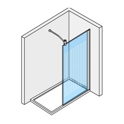 Novellini Lunes glaswand 80x195 210cm mat chroom profiel helder glas