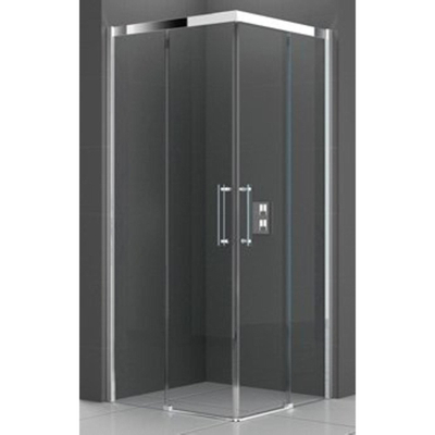Novellini Rose une douche d'angle avec portes coulissantes 87/90x200cm profil chrome satiné et verre transparent