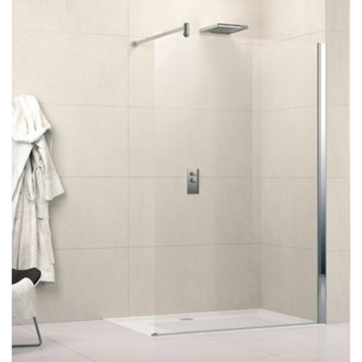 Novellini Lunes inloopdouche H 98 100x195cm met muursteun 100cm mat chroom profiel en helder glas LUNESH1001B