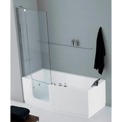 Novellini Iris baignoire acrylique gauche avec 2 panneaux 180x75/85x62cm avec cadre blanc