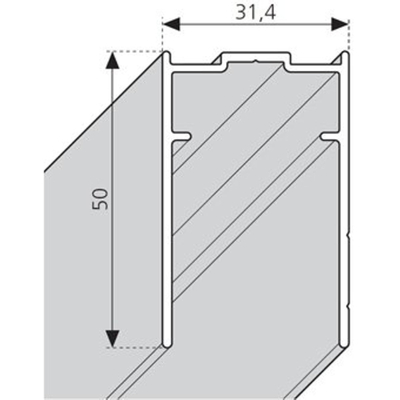 Novellini Young 2.0 profil de rallonge H=200cm chrome