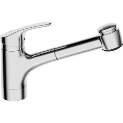 Hansa Hansamix Mitigeur d''évier monotrou avec douchette extractible avec bec 23,5cm chrome