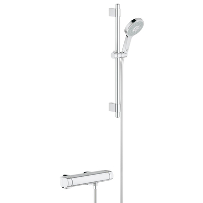 Grohe Grohtherm 2000 douchekraan thermostatisch met glijstang 60cm en cosmopolitan handdouche massage chroom TWEEDEKANS