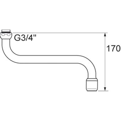 Venlo draaibare onderuitloop met straalregelaar 3/4"x170mm chroom