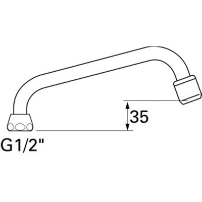 Venlo bec pivotant supérieur avec régulateur de jet 1/2x200mm chromé