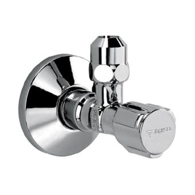 Schell Comfort robinet d'arrêt d'angle avec rosace avec bouton Kiwa 3/8x10mm chrome