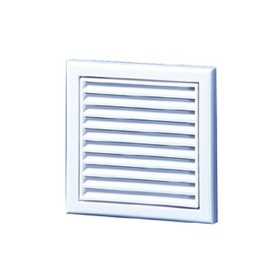 Plieger ventilatierooster kunststof met gaas af met 187x187mm wit