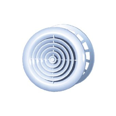 Plieger ventilatierooster kunststof met gaas en klemring aansl 125mm af met 166mm wit