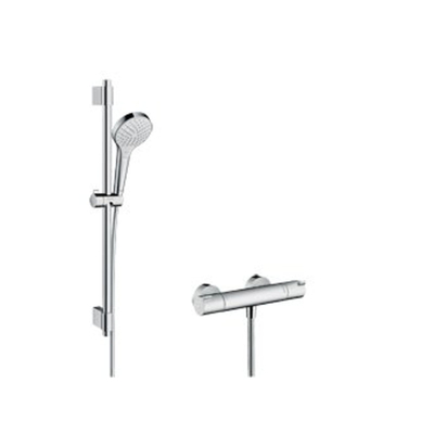 Hansgrohe Croma select s Douchesysteem - met Ecostat - 1001 CL douchekraan - thermostatisch - 72cm renovatiesetch - thermostaat - chroom