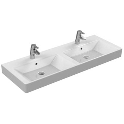 Ideal Standard Strada Double lavabo 120x45.5cm avec trop plein et 2 trous pour robinetterie Blanc