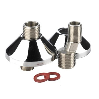 Raccord en S avec rosace par paire 3/4x3/8 chrome