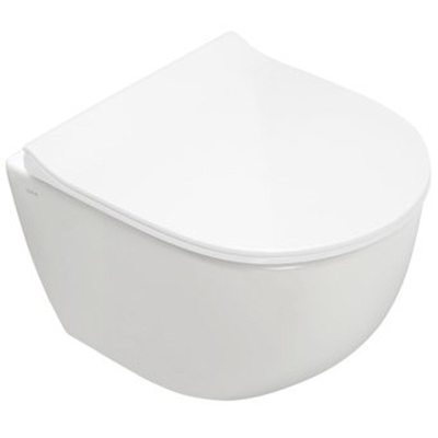 Plieger Zano pack WC avec WC suspendu à fond creux compact rim ex avec fixation cachée 36x49.5cm avec abattant mince avec softclose et lift off blanc