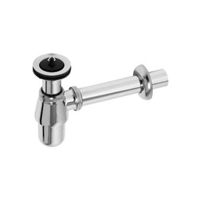 Plieger siphon à culot avec tube mural 5/4 avec rosace chrome