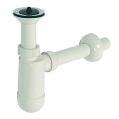 Plieger siphon gobelet à bouchon en plastique avec tube mural 5/4 avec rosace blanc