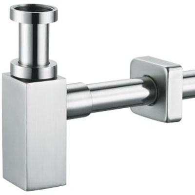 Plieger siphon gobelet design carré 5/4 avec tube mural 30cm avec rosace chrome